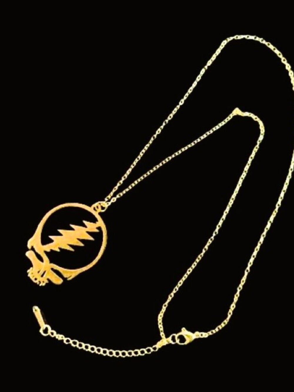Grateful Dead Steal Your Face Gold Plated Stainless Steel Necklace